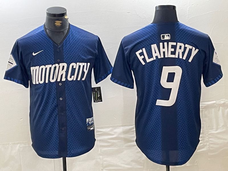 Men Detroit Tigers #9 Flaherty Blue City Edition Nike 2024 MLB Jersey style 1